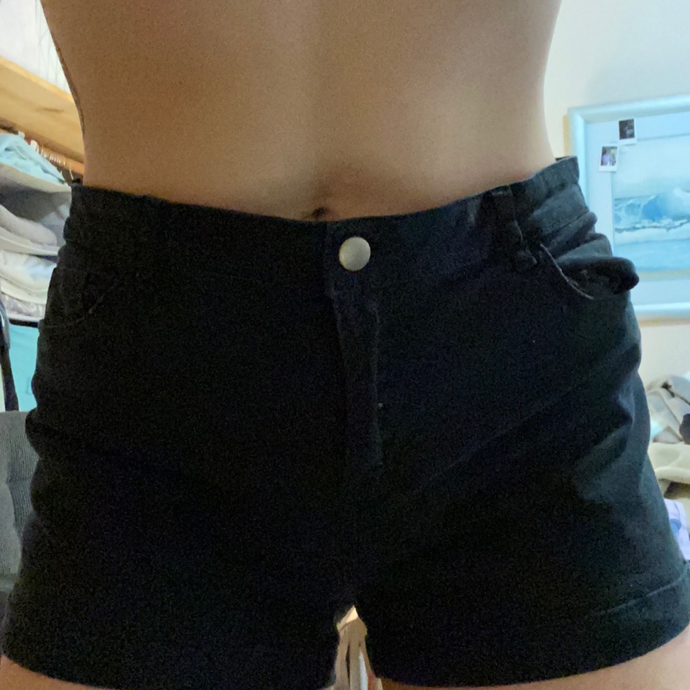 black jean shorts